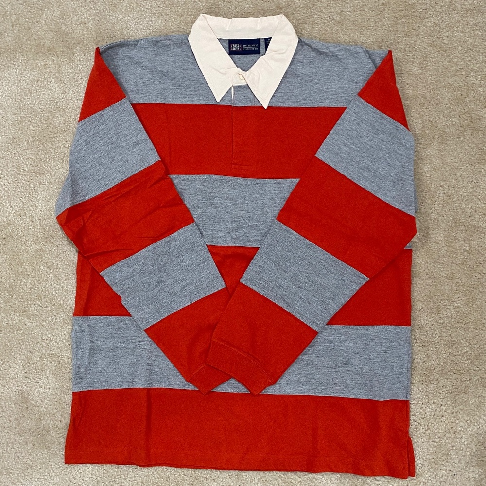 Faded Glory Grey Red Mens Long Sleeve Shirt Large NWOT